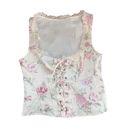 Floral corset top with lace