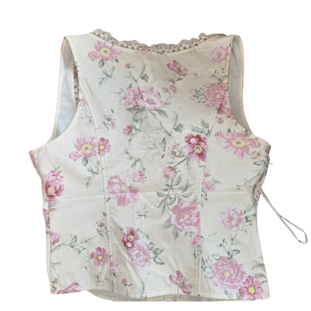 Floral corset top with lace